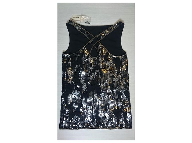 Diesel Abitino nero con paillettes/paillettes Argento Metallico - vista 8