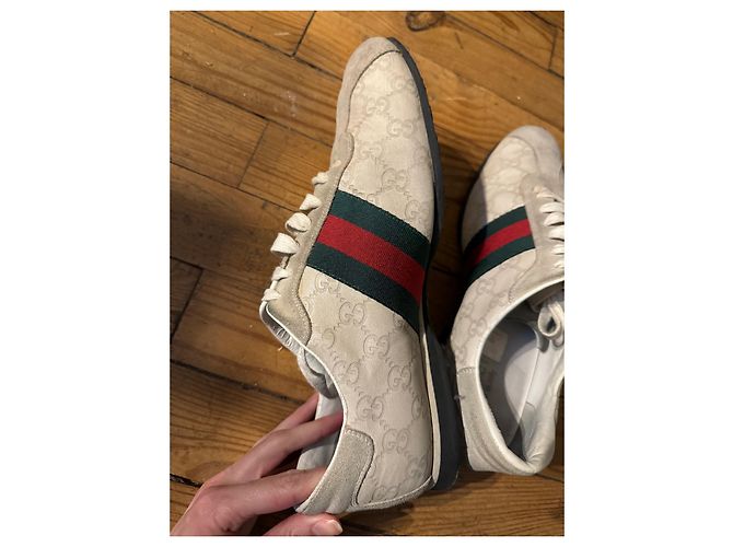 Sneakers Gucci Guccissima in pelle beige - vista 5