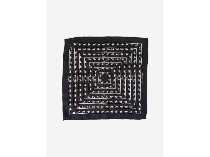 Trim Hermès Schwarzes Taschentuch mit Pferdemuster - Ansicht 2