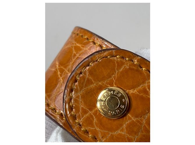 Pulsera Hermès Joli Médor cocodrilo azafrán dorado - vista 4