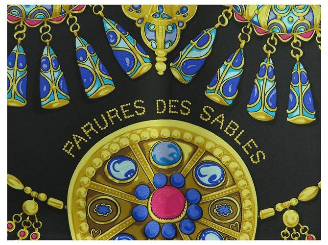 Hermès NOVO LENÇO HERMES PARURES DES SABLES QUADRADO DE SEDA PRETA BOURTHOUMIEUX Preto - vista 4