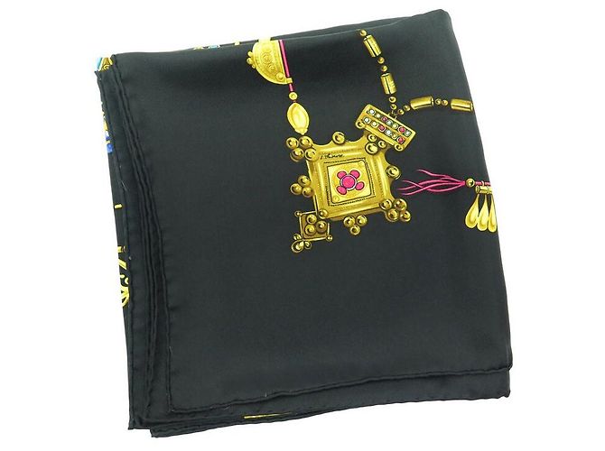 Hermès NOVO LENÇO HERMES PARURES DES SABLES QUADRADO DE SEDA PRETA BOURTHOUMIEUX Preto - vista 7