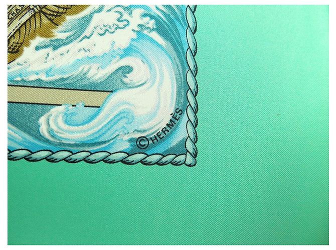 Hermès NUOVA SCIARPA HERMES VIVE LE VENT BOURTHOUMIEUX CARRE 90 SETA NUOVA SCIARPA DI SETA Verde - vista 5