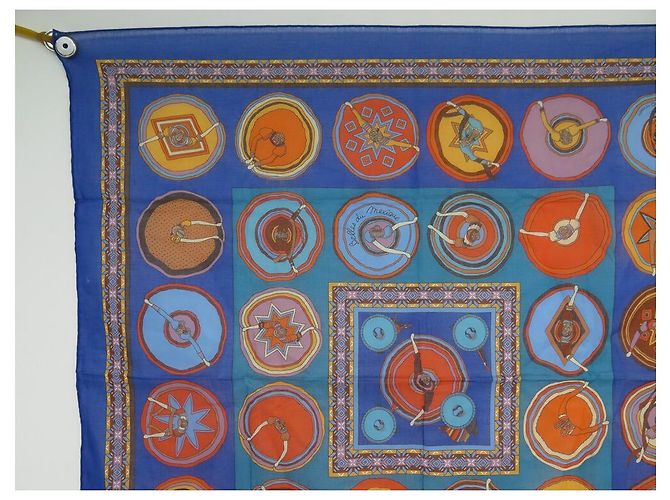 Hermès NUOVA SCIARPA HERMES BELLES DEL MESSICO VIRGINIA JAMIN CARRE 65 Sciarpa di cotone Blu - vista 2