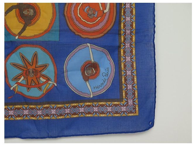 Hermès NUOVA SCIARPA HERMES BELLES DEL MESSICO VIRGINIA JAMIN CARRE 65 Sciarpa di cotone Blu - vista 3