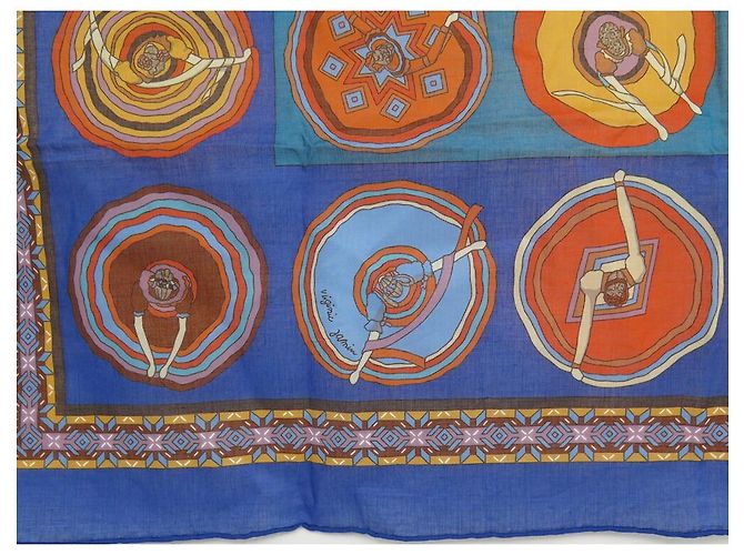Hermès NUOVA SCIARPA HERMES BELLES DEL MESSICO VIRGINIA JAMIN CARRE 65 Sciarpa di cotone Blu - vista 4
