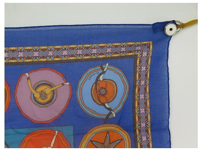 Hermès NUOVA SCIARPA HERMES BELLES DEL MESSICO VIRGINIA JAMIN CARRE 65 Sciarpa di cotone Blu - vista 6