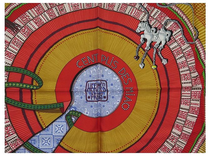 Aline Hermès NOVE SCIARPA HERMES CENT PLIS MIAO CARRE 90 SCIARPA IN SETA CM NUOVA Blu - vista 3