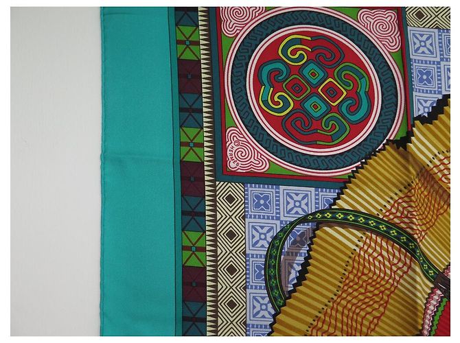 Aline Hermès NOVE SCIARPA HERMES CENT PLIS MIAO CARRE 90 SCIARPA IN SETA CM NUOVA Blu - vista 4