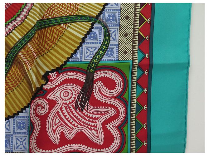 Aline Hermès NOVE SCIARPA HERMES CENT PLIS MIAO CARRE 90 SCIARPA IN SETA CM NUOVA Blu - vista 5