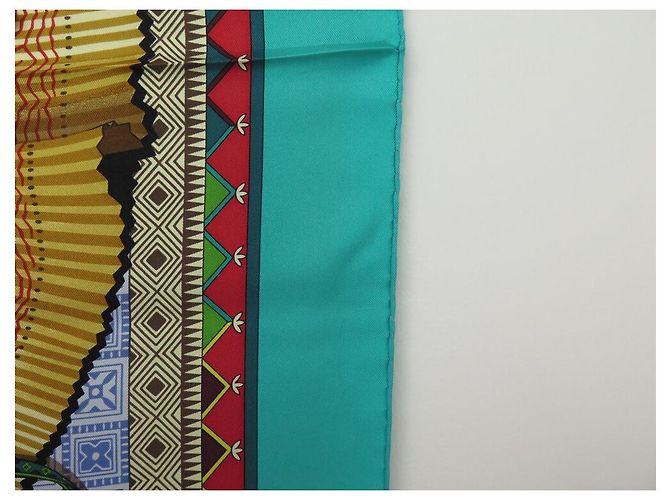 Aline Hermès NOVE SCIARPA HERMES CENT PLIS MIAO CARRE 90 SCIARPA IN SETA CM NUOVA Blu - vista 6