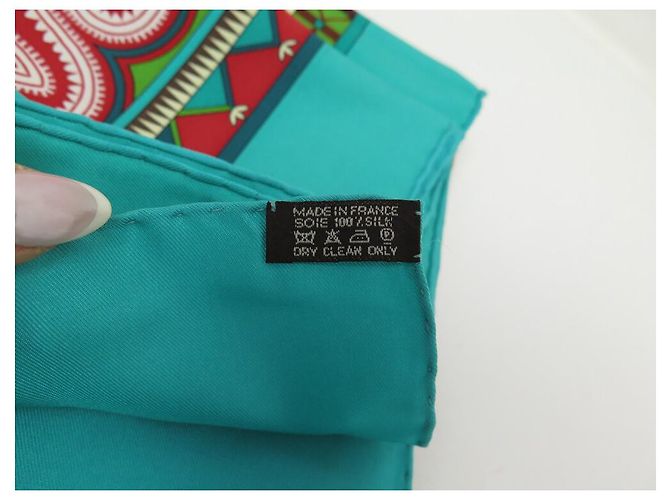Aline Hermès NOVE SCIARPA HERMES CENT PLIS MIAO CARRE 90 SCIARPA IN SETA CM NUOVA Blu - vista 8