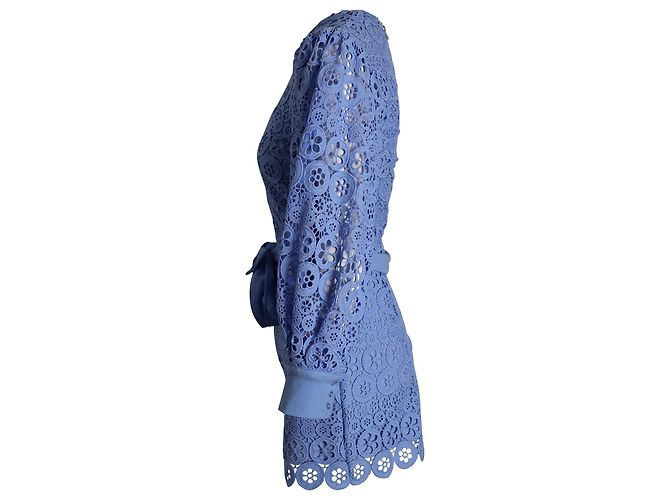 Maje Spitzenstrampler mit Gürtel aus blauem Polyester - Ansicht 2