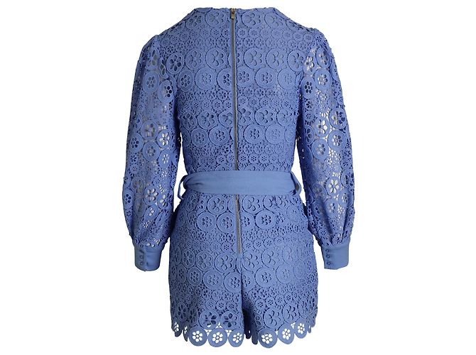 Maje Spitzenstrampler mit Gürtel aus blauem Polyester - Ansicht 3