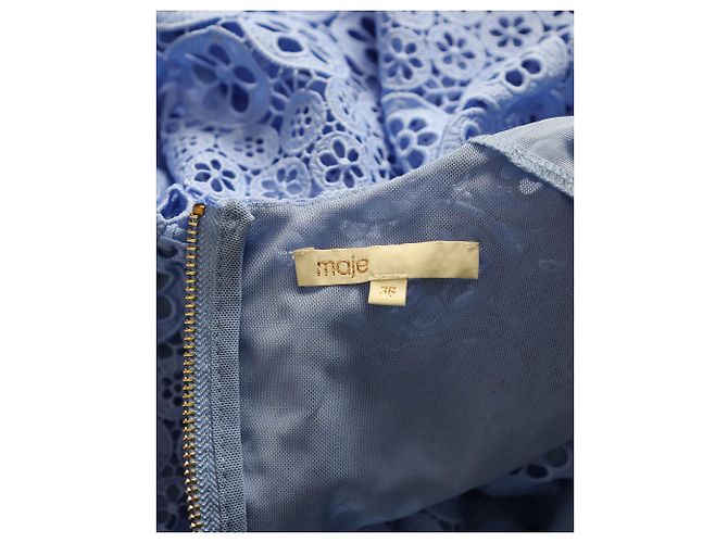 Maje Spitzenstrampler mit Gürtel aus blauem Polyester - Ansicht 4