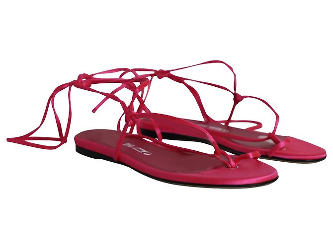 Sandali infradito stringati The Attico Kika in raso rosa - vista 2