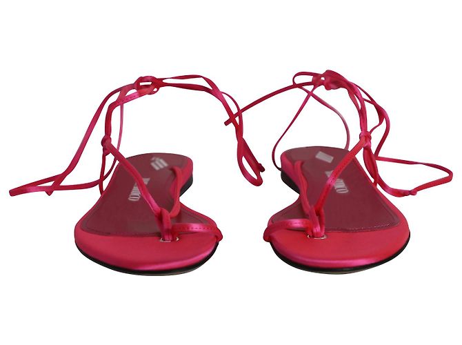 Sandali infradito stringati The Attico Kika in raso rosa - vista 4
