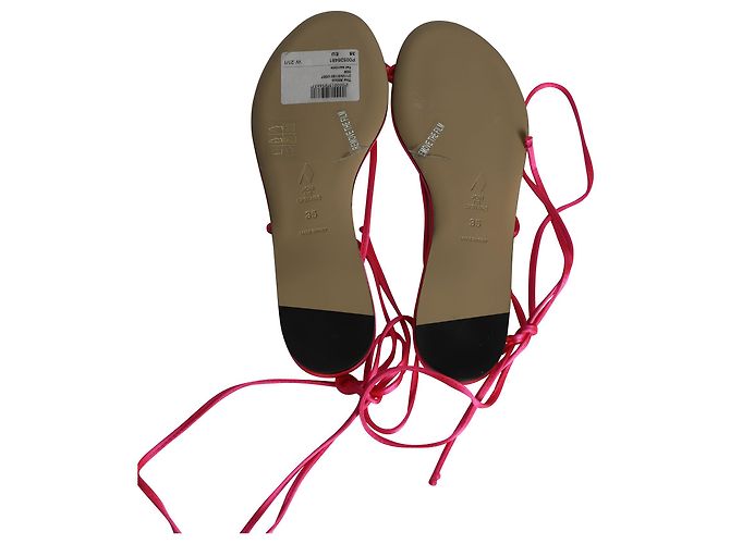 Sandali infradito stringati The Attico Kika in raso rosa - vista 6