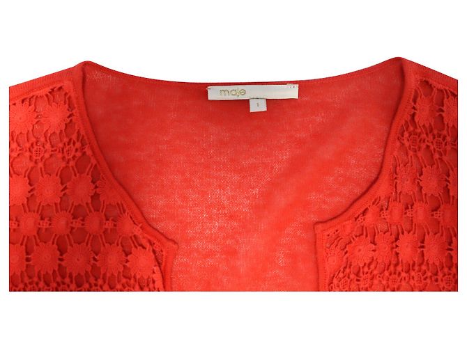 Cárdigan de ganchillo Maje de algodón rojo Roja - vista 4