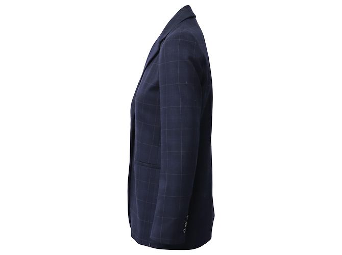 Maje karierte Blazerjacke aus marineblauem Polyester - Ansicht 2