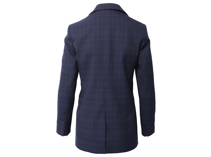 Maje karierte Blazerjacke aus marineblauem Polyester - Ansicht 3