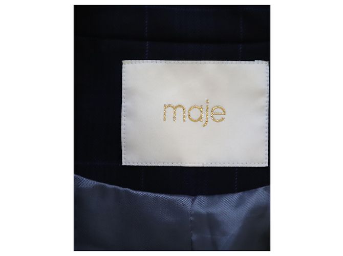 Maje karierte Blazerjacke aus marineblauem Polyester - Ansicht 5