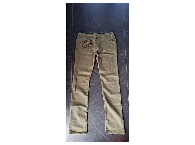 Vaqueros rectos Zadig & Voltaire kaki con tachuelas doradas Caqui - vista 4