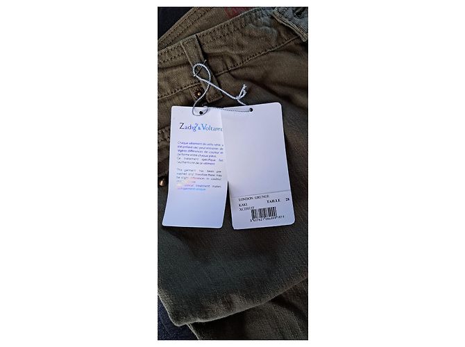 Vaqueros rectos Zadig & Voltaire kaki con tachuelas doradas Caqui - vista 5