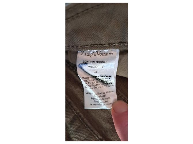 Vaqueros rectos Zadig & Voltaire kaki con tachuelas doradas Caqui - vista 6
