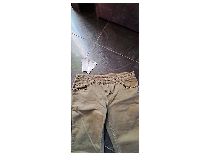 Vaqueros rectos Zadig & Voltaire kaki con tachuelas doradas Caqui - vista 8