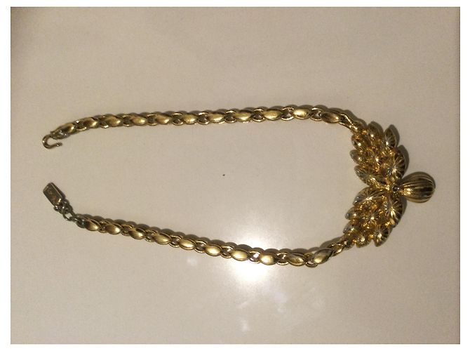 Collana girocollo Yves Saint Laurent con motivo floreale oro - vista 2