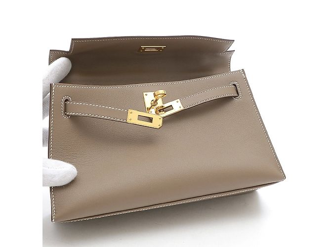Hermès Kelly Clutch Grigio - vista 10