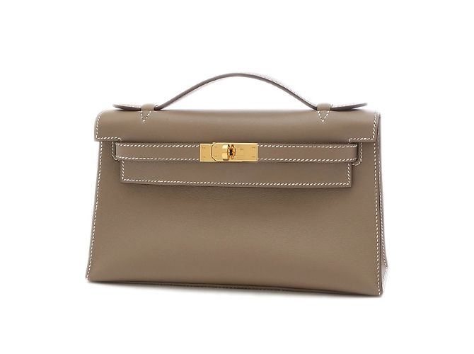 Hermès Kelly Clutch Grigio - vista 3