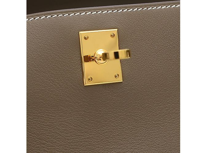 Hermès Kelly Clutch Grigio - vista 7