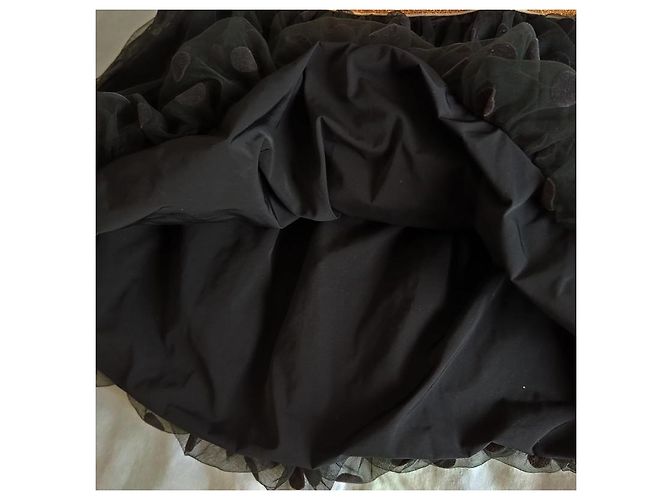 Saia de tule Petit Bateau preta com bolinhas e cinto dourado Preto - vista 4