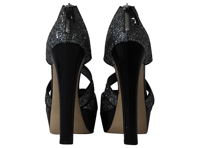 Tacchi Miu Miu con plateau in glitter argento Metallico - vista 4