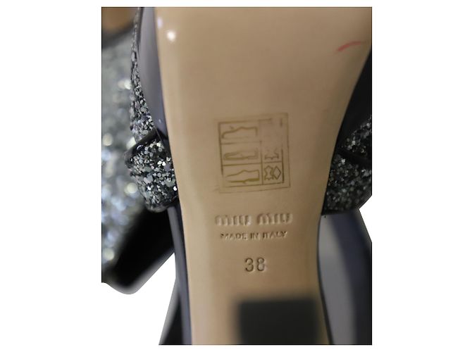 Tacchi Miu Miu con plateau in glitter argento Metallico - vista 6