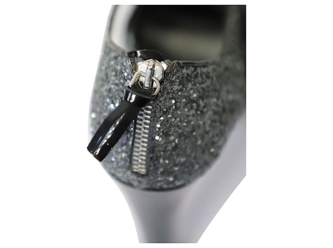 Tacchi Miu Miu con plateau in glitter argento Metallico - vista 9