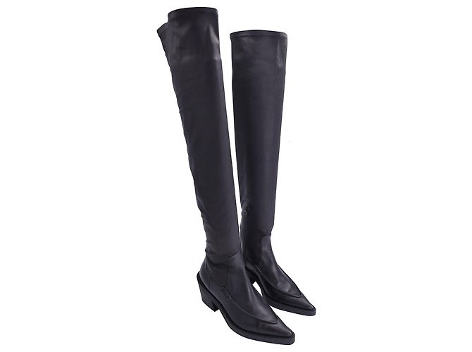 Khaite Charleston Overknee-Stiefel aus schwarzem Kalbsleder - Ansicht 4