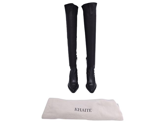 Khaite Charleston Overknee-Stiefel aus schwarzem Kalbsleder - Ansicht 8