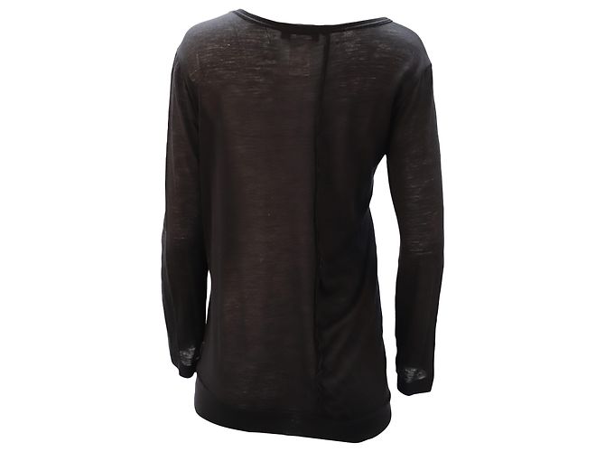 Y's by Yohji Yamamoto Asymmetrisches Langarm-Top aus schwarzer Baumwolle - Ansicht 2