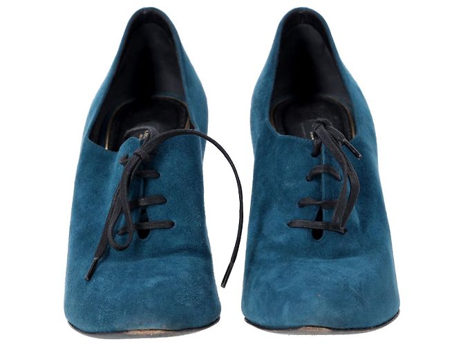 Stringate con tacco Dolce & Gabbana in pelle scamosciata turchese - vista 2