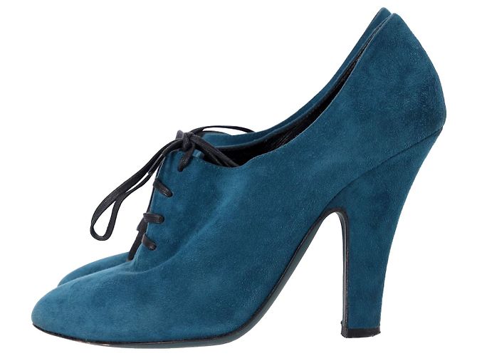 Stringate con tacco Dolce & Gabbana in pelle scamosciata turchese - vista 3
