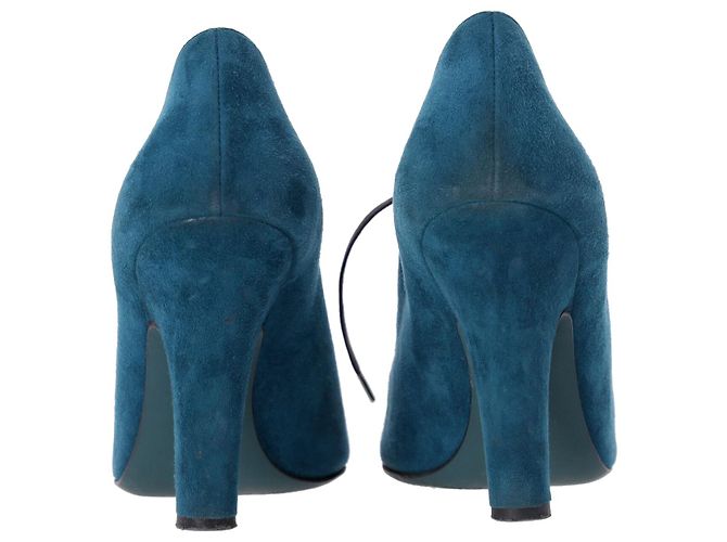 Stringate con tacco Dolce & Gabbana in pelle scamosciata turchese - vista 4