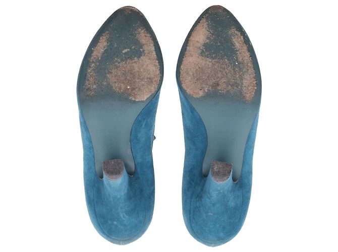 Stringate con tacco Dolce & Gabbana in pelle scamosciata turchese - vista 6