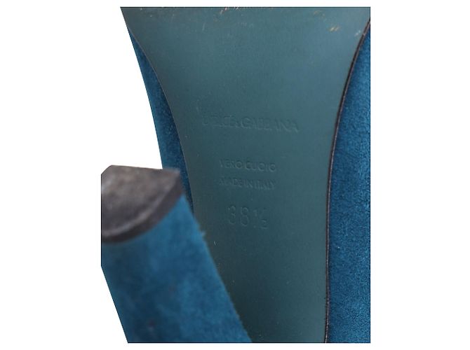 Stringate con tacco Dolce & Gabbana in pelle scamosciata turchese - vista 7