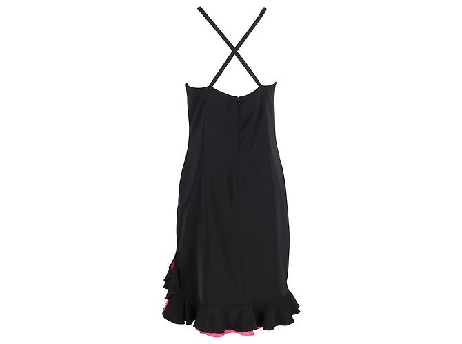 Vestido Joseph com bainha cruzada em dois tons em seda preta Preto - vista 3