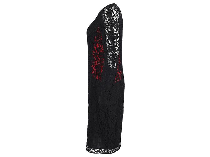 Vestido recto de encaje Joseph de algodón negro - vista 2