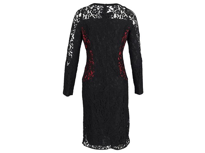 Vestido recto de encaje Joseph de algodón negro - vista 3