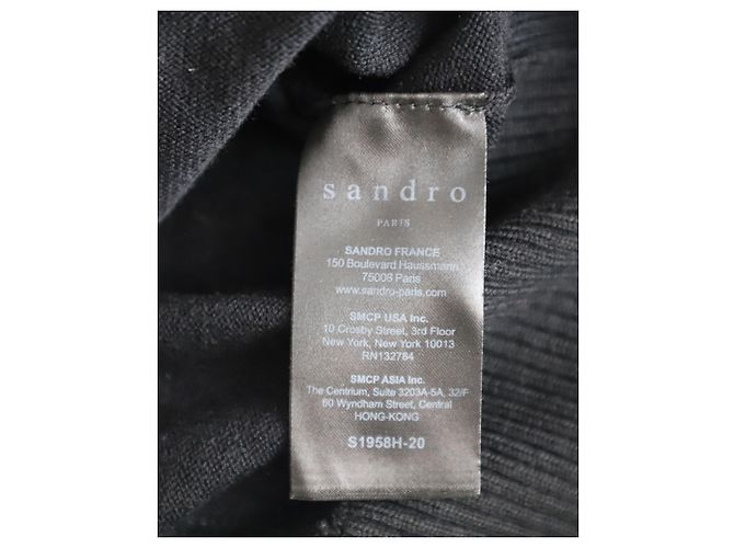Suéter Sandro Paris Wool Blend com Babados em Acrílico Preto - vista 6